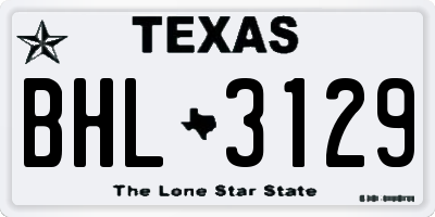 TX license plate BHL3129