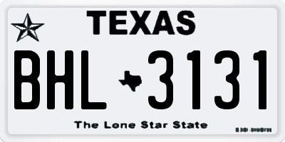 TX license plate BHL3131
