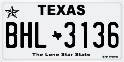 TX license plate BHL3136