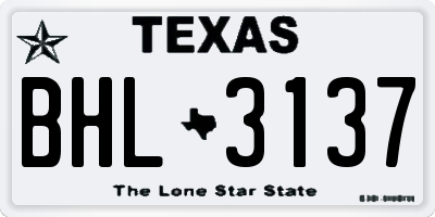 TX license plate BHL3137