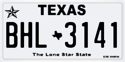 TX license plate BHL3141