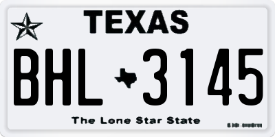 TX license plate BHL3145