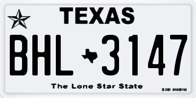 TX license plate BHL3147