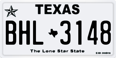 TX license plate BHL3148