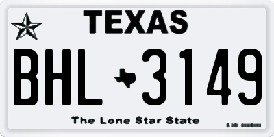 TX license plate BHL3149