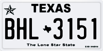 TX license plate BHL3151