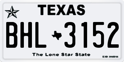 TX license plate BHL3152