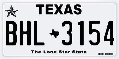 TX license plate BHL3154