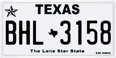 TX license plate BHL3158