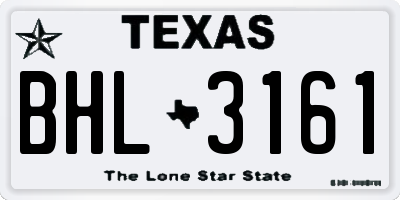 TX license plate BHL3161