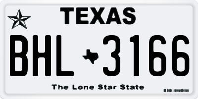 TX license plate BHL3166