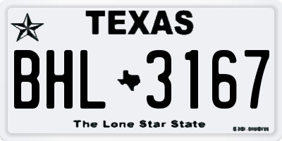 TX license plate BHL3167