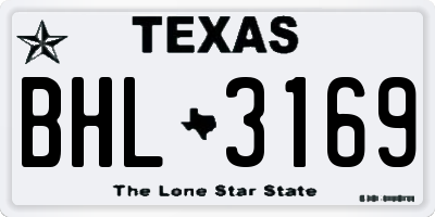 TX license plate BHL3169