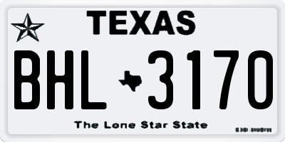 TX license plate BHL3170