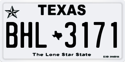 TX license plate BHL3171