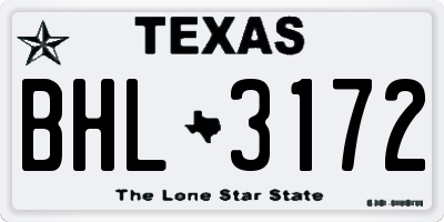 TX license plate BHL3172