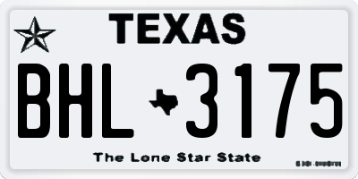 TX license plate BHL3175