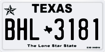 TX license plate BHL3181