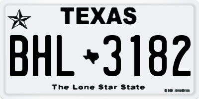 TX license plate BHL3182