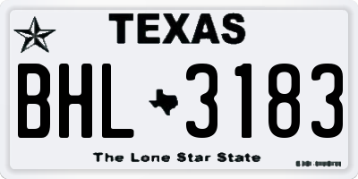 TX license plate BHL3183