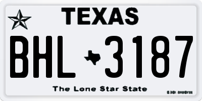 TX license plate BHL3187
