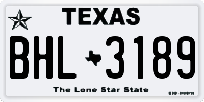 TX license plate BHL3189
