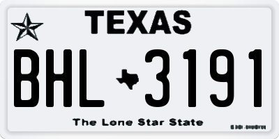 TX license plate BHL3191