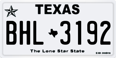 TX license plate BHL3192