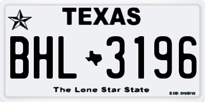 TX license plate BHL3196