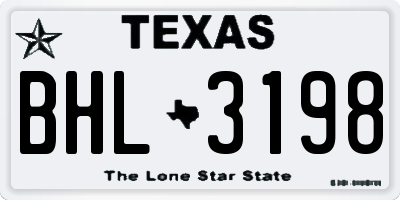 TX license plate BHL3198