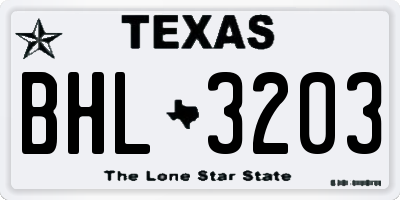 TX license plate BHL3203