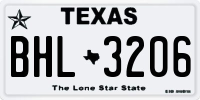 TX license plate BHL3206