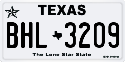 TX license plate BHL3209