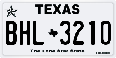 TX license plate BHL3210