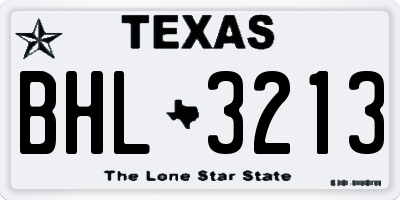 TX license plate BHL3213