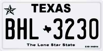 TX license plate BHL3230
