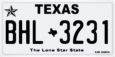 TX license plate BHL3231