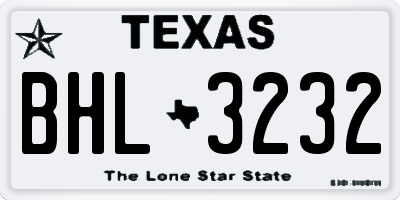 TX license plate BHL3232