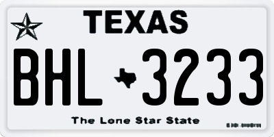 TX license plate BHL3233