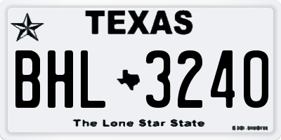 TX license plate BHL3240