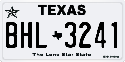 TX license plate BHL3241
