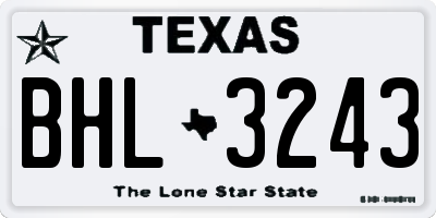 TX license plate BHL3243