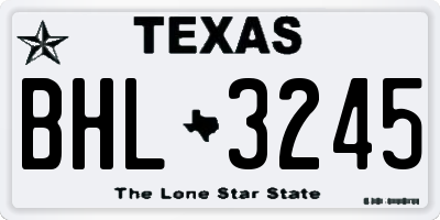 TX license plate BHL3245