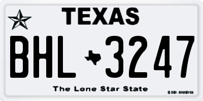 TX license plate BHL3247