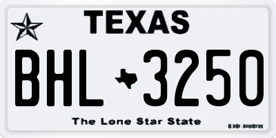 TX license plate BHL3250