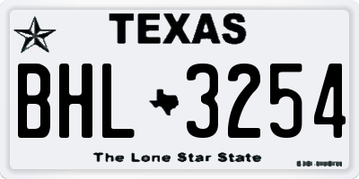 TX license plate BHL3254