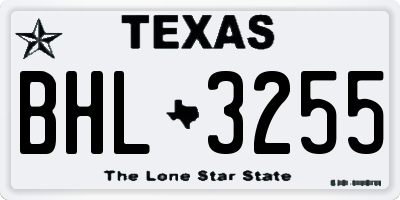 TX license plate BHL3255