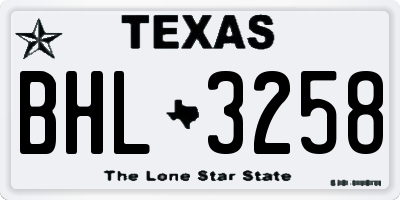 TX license plate BHL3258