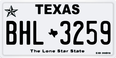 TX license plate BHL3259