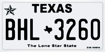 TX license plate BHL3260